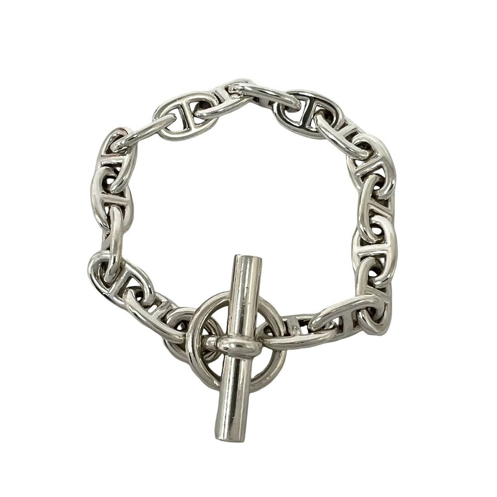 HERMES Vintage Chaine d'Ancre MM 17-link Bracelet, Margiela Era, Sterling Sil...